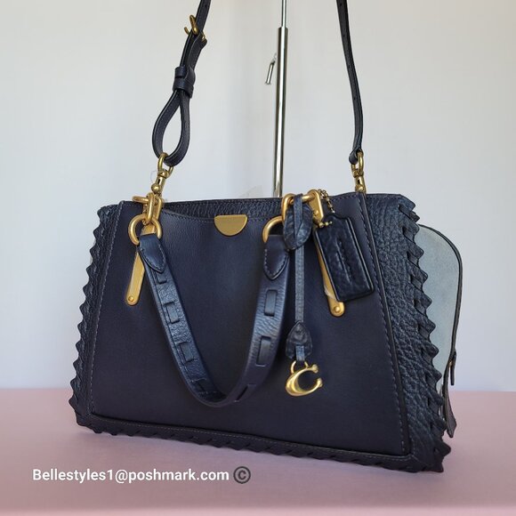 COACH Dreamer 27 Whipstitch Colorblocked Mixed Leather & Suede Satchel-Ink Multi - Picture 4 of 16